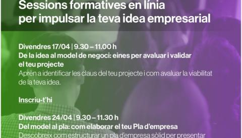 Sessions formatives en línia per impulsar la teva idea empresarial